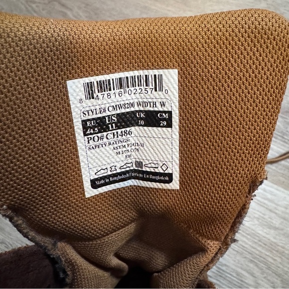 Carhartt HERITAGE WATERPROOF 8" STEEL TOE WORK BOOT Brown Oil Men’s 11 W - Picture 9 of 10